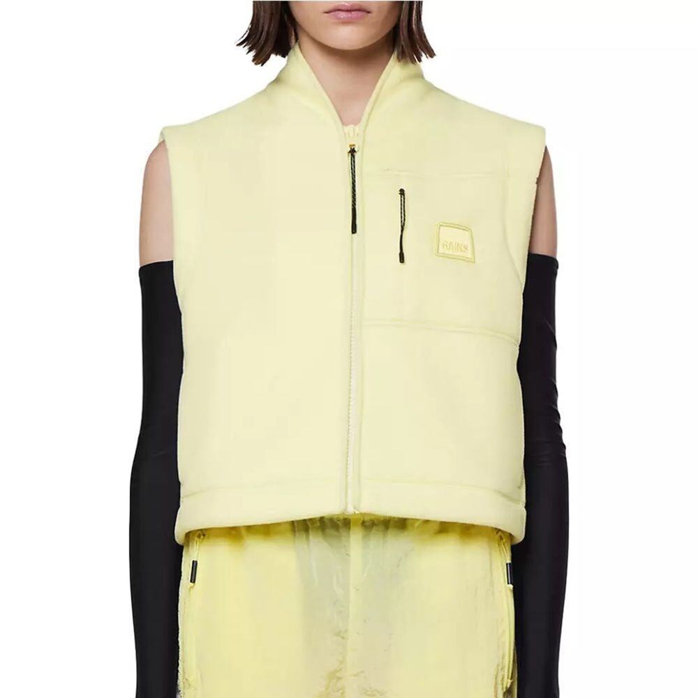 Rains Cropped Fleece Vest Straw Yellow XL Minimalist Scandi